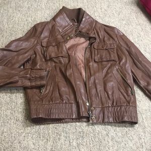 Brown leather jacket